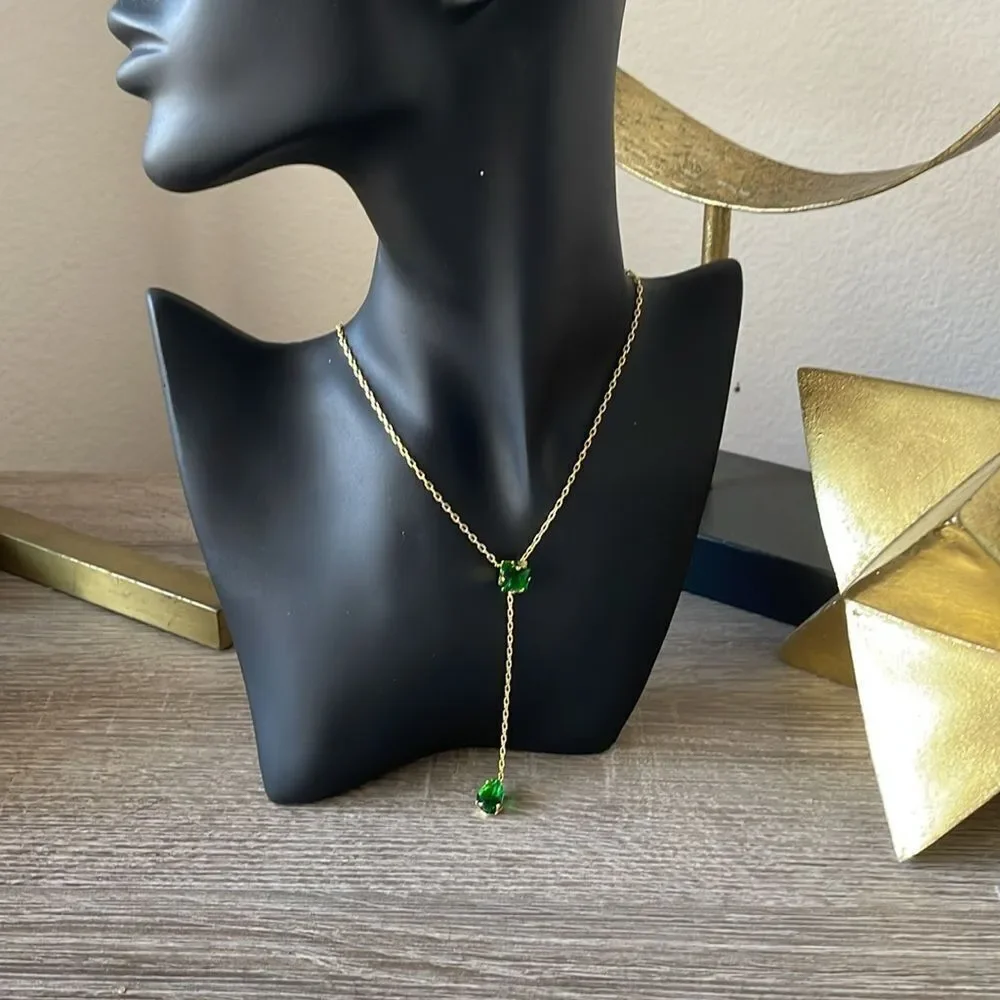 Elegant y shape Green Necklace N1038